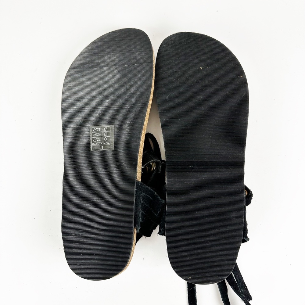 Free People Collins Wrap Sandals Black Suede Size US 11 EU 41 Hobo Festival - Picture 15 of 16
